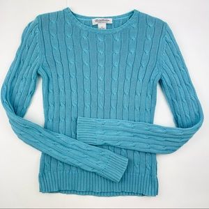 Brooks Brothers Cable Knit Sweater Blue Size XS Crew Neck